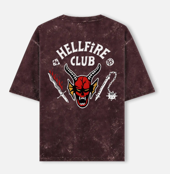 HellFire Club - Stranger Things Acid Washed Oversized Tee