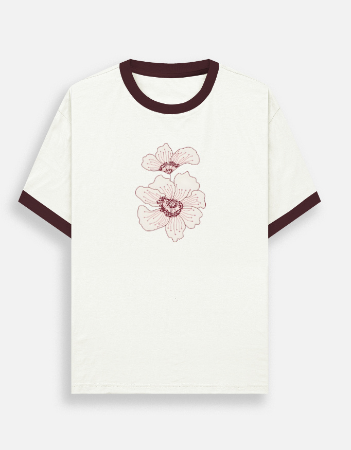 img_5f3ee1b0ee5b26.jpg Soft Bloom - Ringer T-Shirt